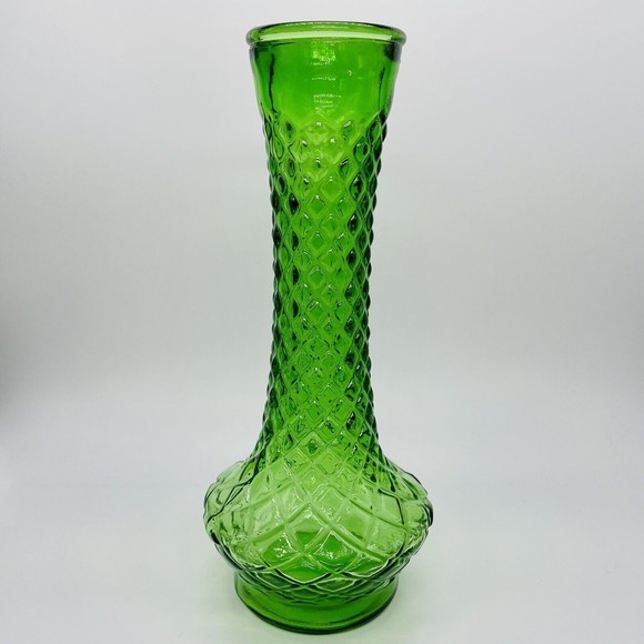 Vintage Randall Emerald Green Vase Quilted Diamond Pattern 9” - Picture 2 of 6